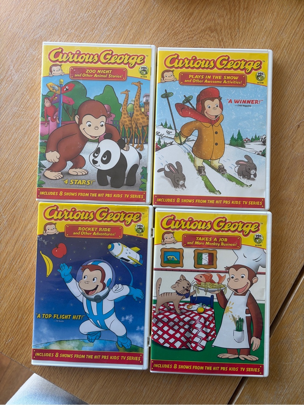 Curious George Kids DVD Set - Yellow Covers